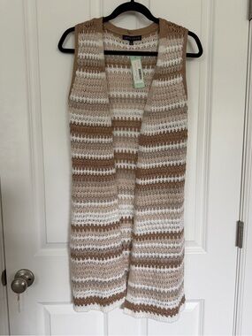 Love, Fire Tan & White Striped Knit Vest